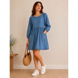 free people ronnie denim babydoll mini dress Ronnie Mini Denim Dress Free People